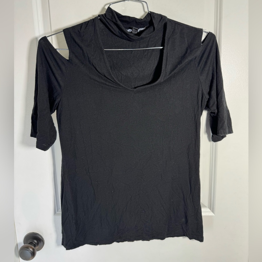 Snap - Black Cold Shoulder Blouse